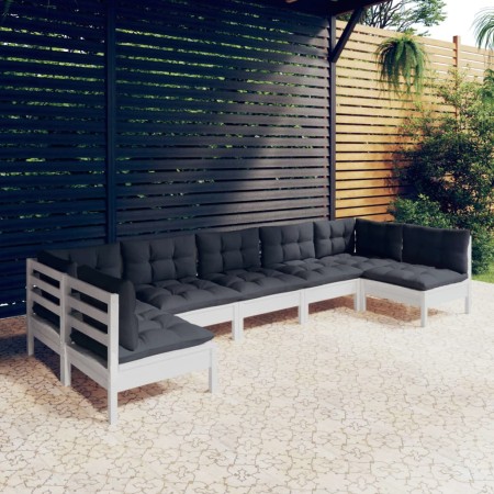 Garden furniture 7 pieces and white cushions solid pine wood by , Garden sets - Ref: Foro24-3097164, Price: 596,97 €, Discoun...