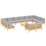 Garden furniture set 13 pieces and gray pine wood cushions by , Garden sets - Ref: Foro24-3097276, Price: 1,00 €, Discount: %