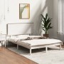 Estructura de cama de madera maciza blanca 135x190 cm de , Camas y somieres - Ref: Foro24-3104779, Precio: 140,07 €, Descuent...