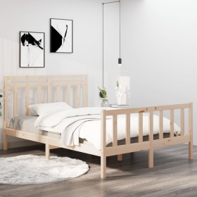 Estructura de cama de matrimonio madera maciza 135x190 cm de , Camas y somieres - Ref: Foro24-3105355, Precio: 148,94 €, Desc...