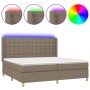 Cama box spring colchón y luces LED tela gris taupe 200x200 cm de , Camas y somieres - Ref: Foro24-3139225, Precio: 732,00 €,...