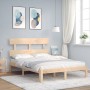 Bed frame with solid wood headboard 140x200 cm by , Beds and slatted bases - Ref: Foro24-3193531, Price: 114,78 €, Discount: %