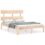 Bed frame with solid wood headboard 140x200 cm by , Beds and slatted bases - Ref: Foro24-3193531, Price: 114,78 €, Discount: %