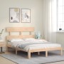 Bed frame with solid wood headboard 140x200 cm by , Beds and slatted bases - Ref: Foro24-3193531, Price: 114,78 €, Discount: %