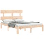 Bed frame with solid wood headboard 140x200 cm by , Beds and slatted bases - Ref: Foro24-3193531, Price: 114,78 €, Discount: %