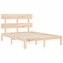 Bed frame with solid wood headboard 140x200 cm by , Beds and slatted bases - Ref: Foro24-3193531, Price: 114,78 €, Discount: %