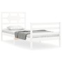 White solid wood bed frame with headboard by , Beds and slatted bases - Ref: Foro24-3194407, Price: 100,84 €, Discount: %