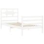 White solid wood bed frame with headboard by , Beds and slatted bases - Ref: Foro24-3194407, Price: 100,84 €, Discount: %