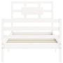 White solid wood bed frame with headboard by , Beds and slatted bases - Ref: Foro24-3194407, Price: 100,84 €, Discount: %