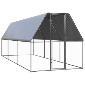 Galvanized steel outdoor chicken coop cage 2x6x2 m by , Cages and habitats for small animals - Ref: Foro24-3154372, Price: 35...