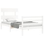 White solid wood bed frame with headboard by , Beds and slatted bases - Ref: Foro24-3195057, Price: 93,40 €, Discount: %