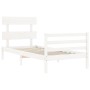 White solid wood bed frame with headboard by , Beds and slatted bases - Ref: Foro24-3195057, Price: 93,40 €, Discount: %