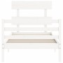 White solid wood bed frame with headboard by , Beds and slatted bases - Ref: Foro24-3195057, Price: 93,40 €, Discount: %