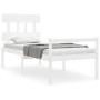 Bed for seniors with white solid wood headboard by , Beds and slatted bases - Ref: Foro24-3195382, Price: 132,48 €, Discount: %