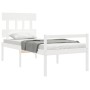 Bed for seniors with white solid wood headboard by , Beds and slatted bases - Ref: Foro24-3195382, Price: 132,48 €, Discount: %