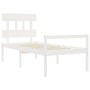 Cama para personas mayores con cabecero madera maciza blanco de , Camas y somieres - Ref: Foro24-3195382, Precio: 132,48 €, D...