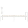 Bed for seniors with white solid wood headboard by , Beds and slatted bases - Ref: Foro24-3195382, Price: 132,48 €, Discount: %