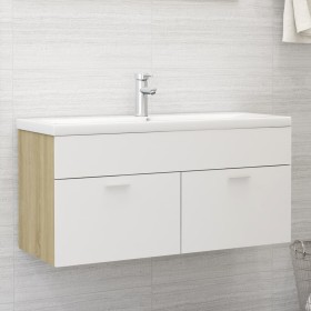 White chipboard and Sonoma oak cabinet with sink by , bathroom vanities - Ref: Foro24-3071302, Price: 291,54 €, Discount: %