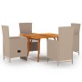 Juego de comedor para jardín 5 piezas beige de , Conjuntos de jardín - Ref: Foro24-3071957, Precio: 677,12 €, Descuento: %