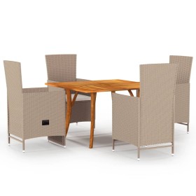 Juego de comedor para jardín 5 piezas beige de , Conjuntos de jardín - Ref: Foro24-3071957, Precio: 677,99 €, Descuento: %