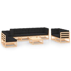 Garden furniture set 9 pieces and cushions solid pine wood by , Garden sets - Ref: Foro24-3083807, Price: 782,99 €, Discount: %