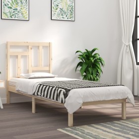 Estructura de cama madera maciza 75x190 cm de , Camas y somieres - Ref: Foro24-3104503, Precio: 77,49 €, Descuento: %