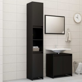 Black engineered wood 3-piece bathroom furniture set by , Bathroom furniture - Ref: Foro24-3056935, Price: 130,93 €, Discount: %