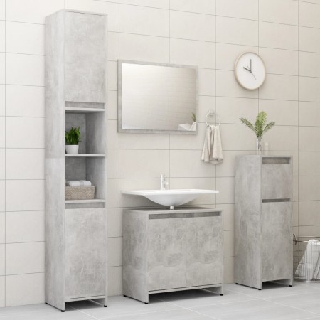 Juego de muebles de baño 4 pzas madera ingeniería gris hormigón de , Muebles de baño - Ref: Foro24-3056893, Precio: 198,32 €,...