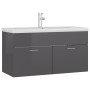 Glossy gray engineered wood cabinet with sink by , bathroom vanities - Ref: Foro24-3071296, Price: 274,02 €, Discount: %