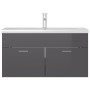 Glossy gray engineered wood cabinet with sink by , bathroom vanities - Ref: Foro24-3071296, Price: 274,02 €, Discount: %