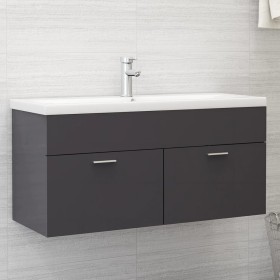 Mueble con lavabo madera de ingeniería gris brillante de , Tocadores de baño - Ref: Foro24-3071305, Precio: 287,99 €, Descuen...