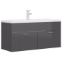 Mueble con lavabo madera de ingeniería gris brillante de , Tocadores de baño - Ref: Foro24-3071305, Precio: 287,90 €, Descuen...