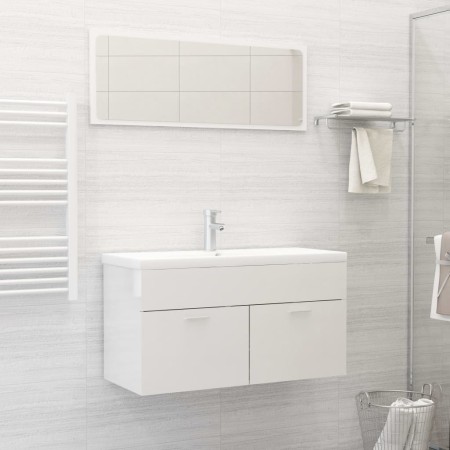 Glossy white engineered wood bathroom furniture set by , Bathroom furniture - Ref: Foro24-3071339, Price: 307,82 €, Discount: %