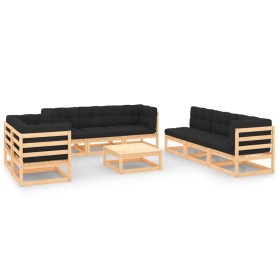 Garden furniture set 9 pieces and cushions solid pine wood by , Garden sets - Ref: Foro24-3083809, Price: 787,64 €, Discount: %