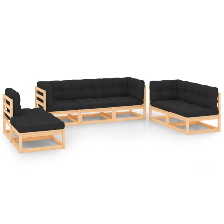 Garden furniture set 7 pieces and cushions solid pine wood by , Garden sets - Ref: Foro24-3083816, Price: 601,54 €, Discount: %