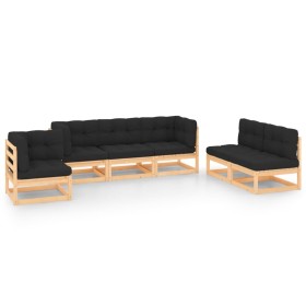 Garden furniture set 6 pieces and cushions solid pine wood by , Garden sets - Ref: Foro24-3083821, Price: 543,14 €, Discount: %