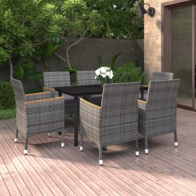 Garten-Essset 7-teilig und Kissen aus synthetischem Rattan und Glas von , Gartensets - Ref: Foro24-3099778, Preis: 493,99 €, ...