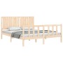 Estructura de cama de matrimonio con cabecero madera maciza de , Camas y somieres - Ref: Foro24-3192951, Precio: 151,86 €, De...