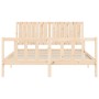 Estructura de cama de matrimonio con cabecero madera maciza de , Camas y somieres - Ref: Foro24-3192951, Precio: 151,86 €, De...