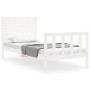 White solid wood bed frame with headboard 100x200 cm by , Beds and slatted bases - Ref: Foro24-3193197, Price: 164,83 €, Disc...