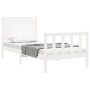 White solid wood bed frame with headboard 100x200 cm by , Beds and slatted bases - Ref: Foro24-3193197, Price: 164,83 €, Disc...