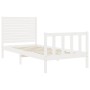 White solid wood bed frame with headboard 100x200 cm by , Beds and slatted bases - Ref: Foro24-3193197, Price: 164,83 €, Disc...