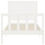 White solid wood bed frame with headboard 100x200 cm by , Beds and slatted bases - Ref: Foro24-3193197, Price: 164,83 €, Disc...