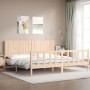 Bed frame with solid wood headboard 200x200 cm by , Beds and slatted bases - Ref: Foro24-3192966, Price: 169,99 €, Discount: %