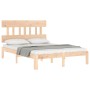 Bed frame with solid wood headboard 140x190 cm by , Beds and slatted bases - Ref: Foro24-3193576, Price: 115,56 €, Discount: %