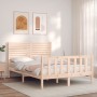 Estructura de cama de matrimonio con cabecero madera maciza de , Camas y somieres - Ref: Foro24-3193181, Precio: 187,94 €, De...