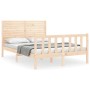 Double bed frame with solid wood headboard by , Beds and slatted bases - Ref: Foro24-3193181, Price: 187,94 €, Discount: %