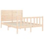 Double bed frame with solid wood headboard by , Beds and slatted bases - Ref: Foro24-3193181, Price: 187,94 €, Discount: %