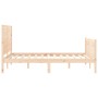 Double bed frame with solid wood headboard by , Beds and slatted bases - Ref: Foro24-3193181, Price: 187,94 €, Discount: %