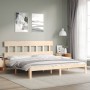 Double bed frame with solid wood headboard by , Beds and slatted bases - Ref: Foro24-3193611, Price: 132,51 €, Discount: %